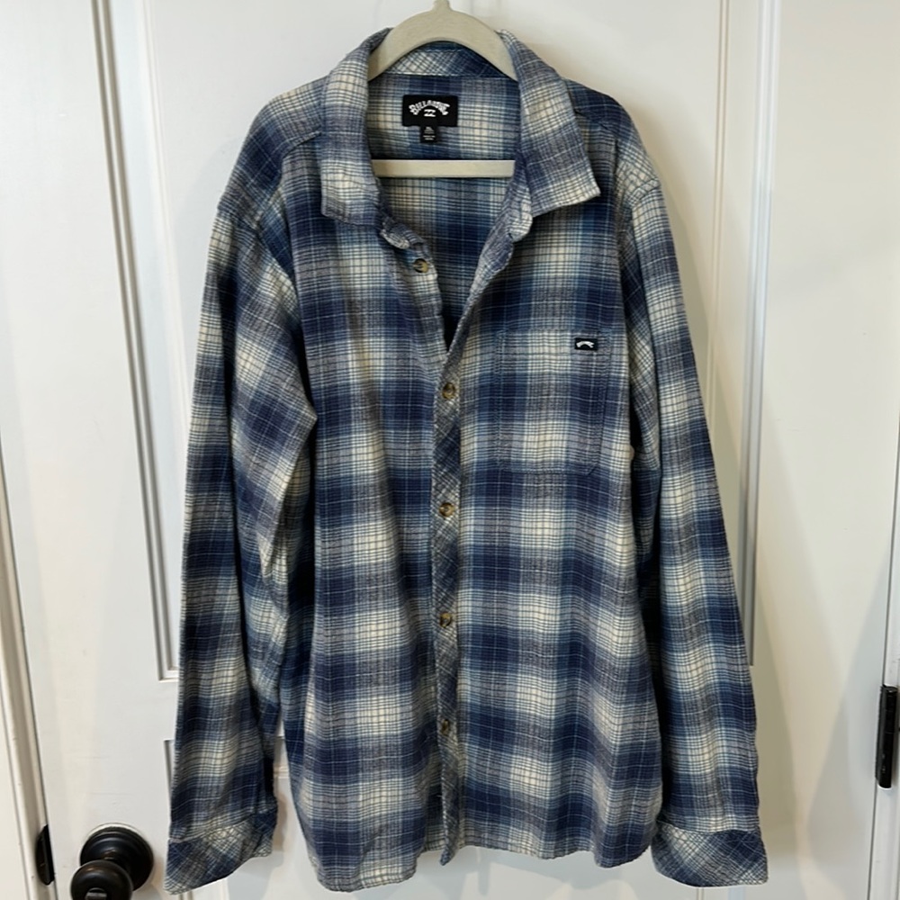 Billabong blue and white flannel. Size YXL.